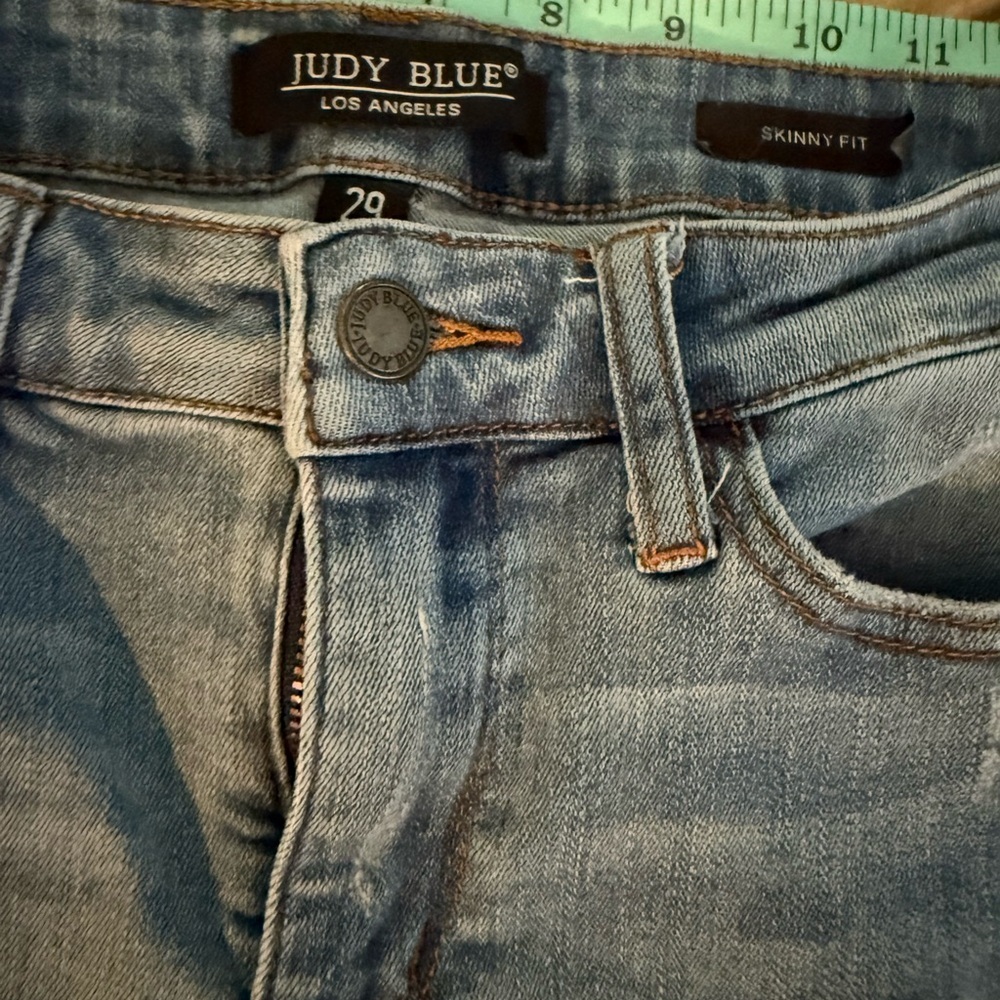 Judy Blue Light Blue Distressed Skinny Jeans - Picture 3 of 3